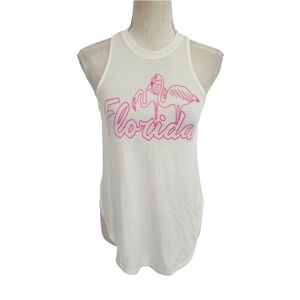 Florida White Hot Pink Flamingo Tank Top